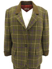 チェックパターンロゴボタンセットアップ カーキ/イエロー/パープル