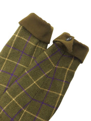 チェックパターンロゴボタンセットアップ カーキ/イエロー/パープル