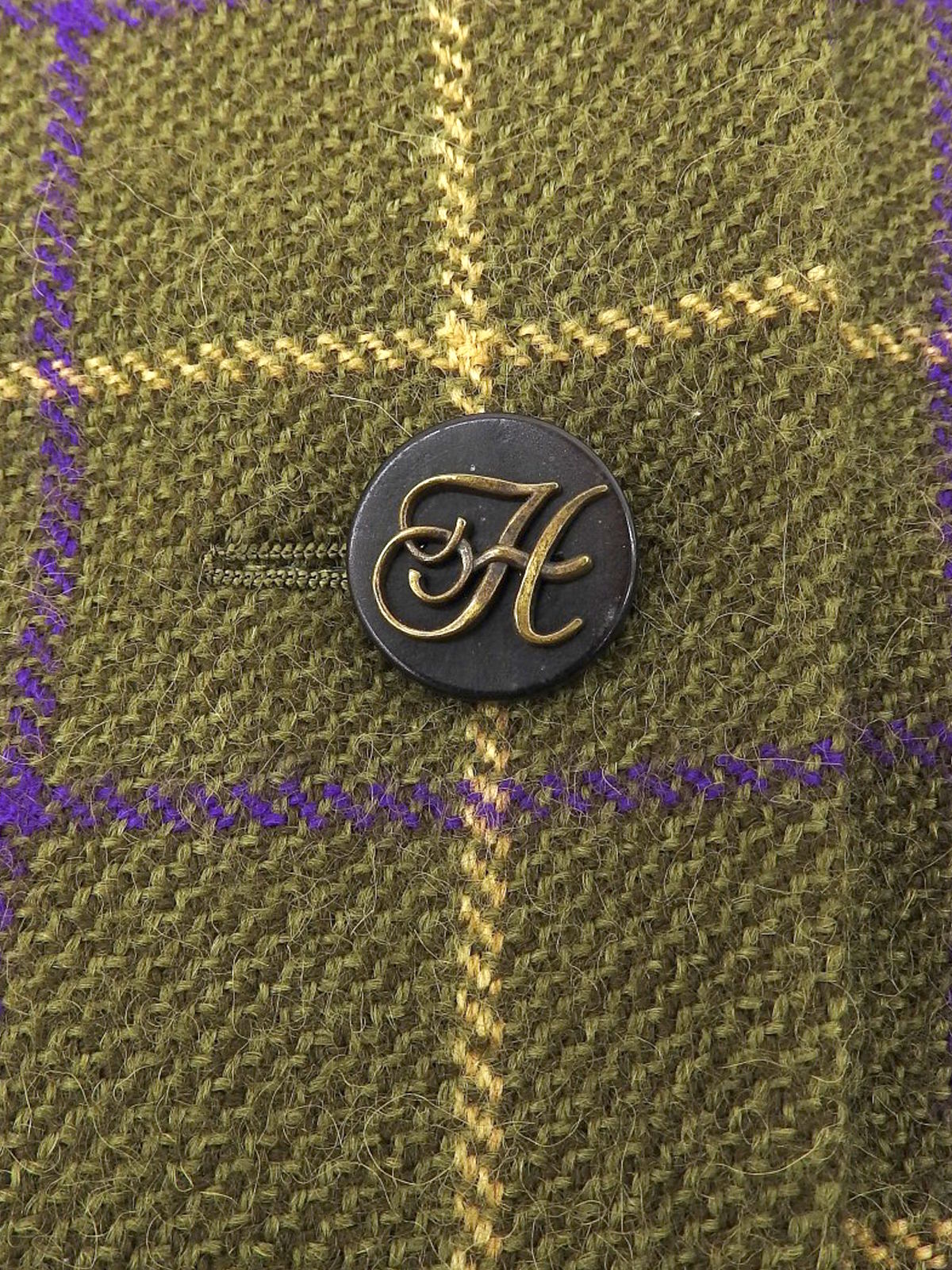 Check Pattern Logo Button Set in Khaki/Yellow/Purple