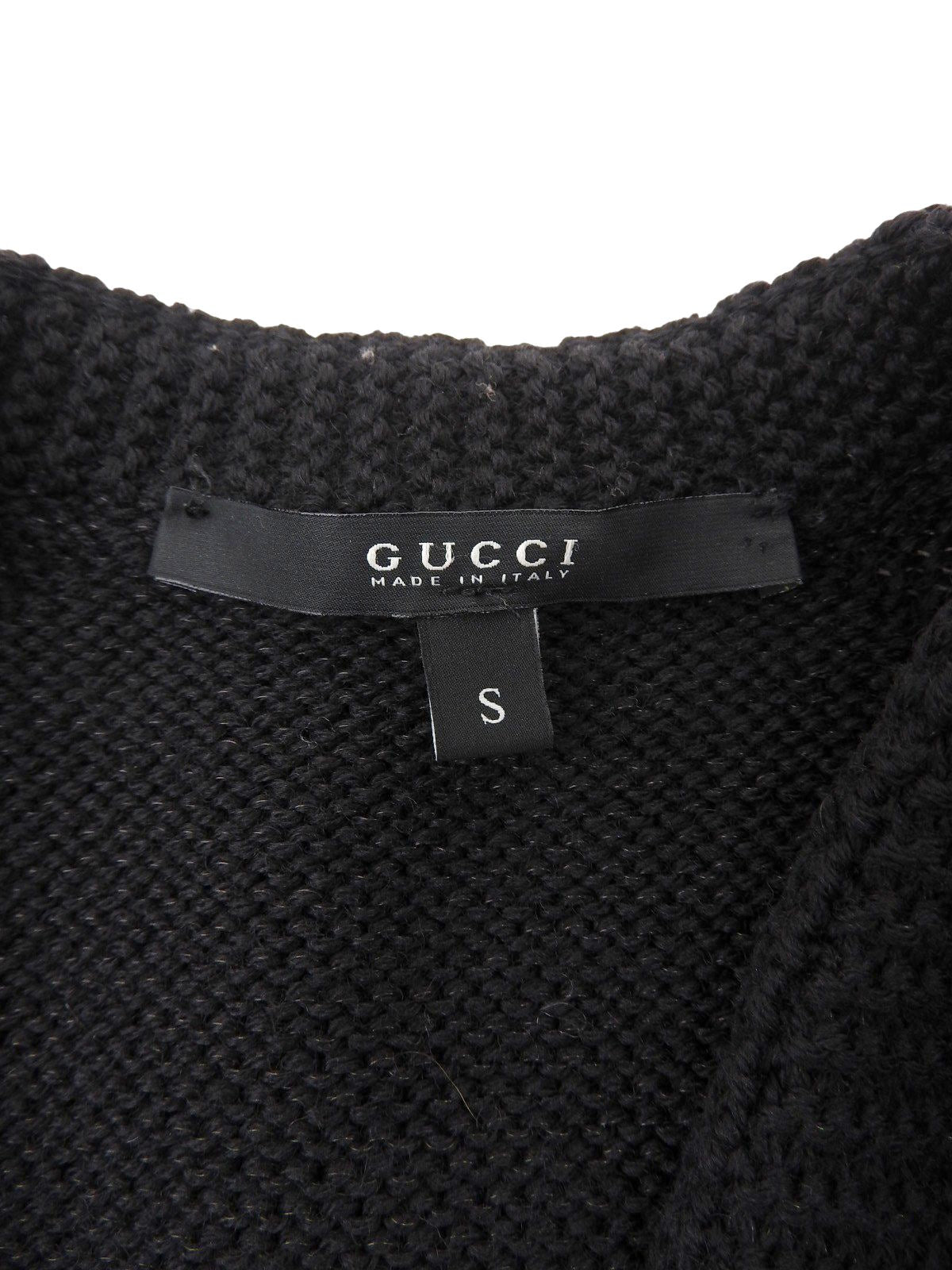 Wool design knit cardigan in black