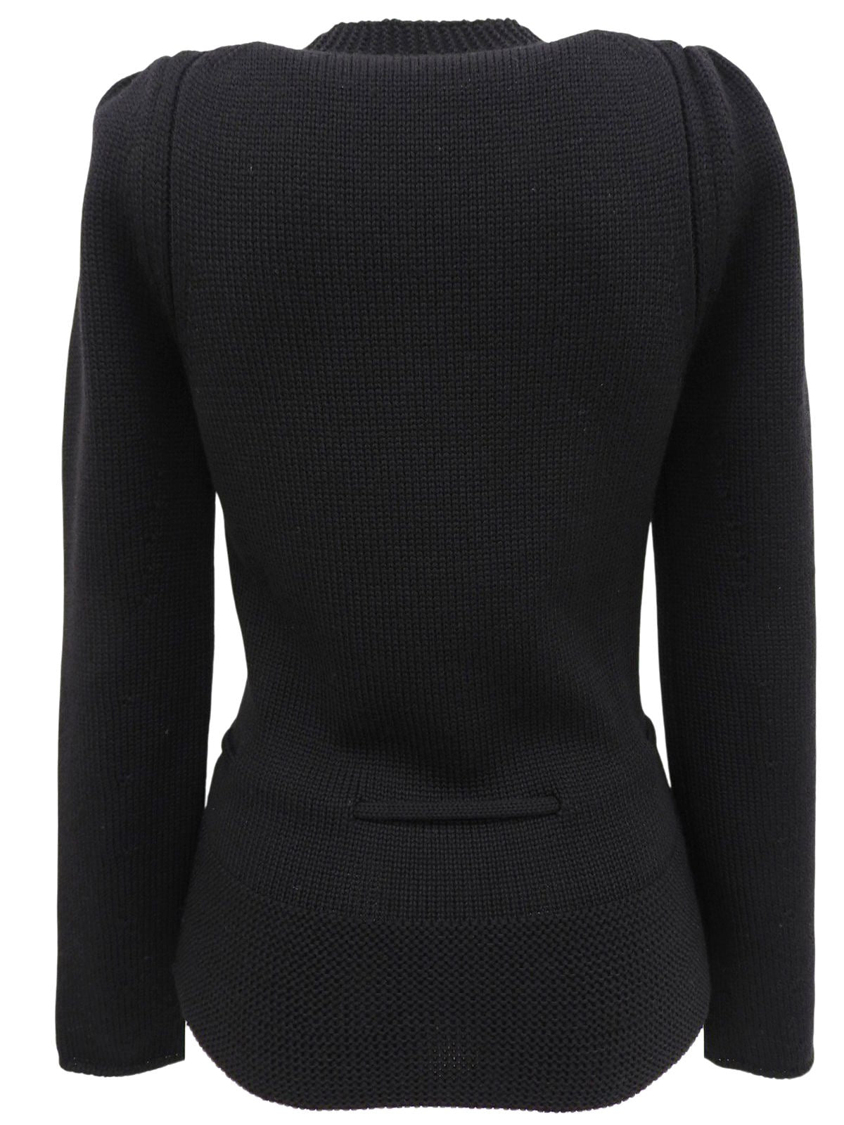 Wool design knit cardigan in black