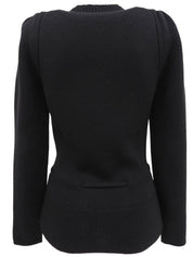 Wool design knit cardigan in black