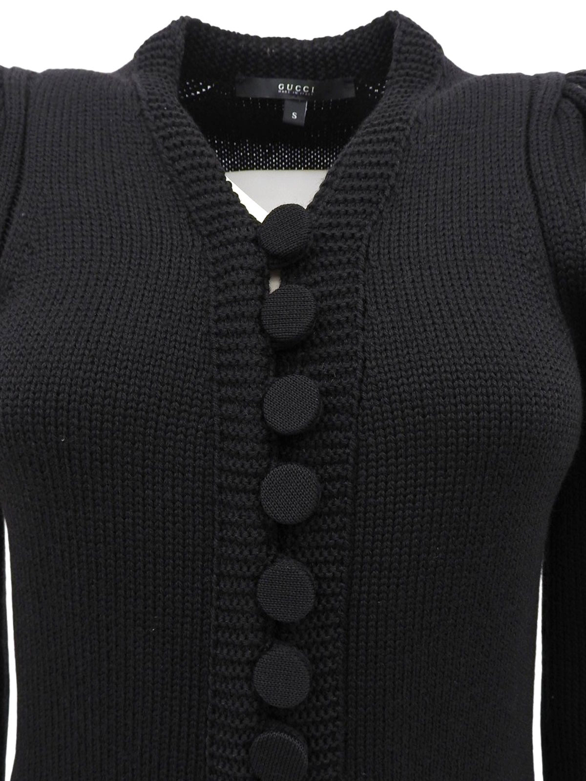 Wool design knit cardigan in black