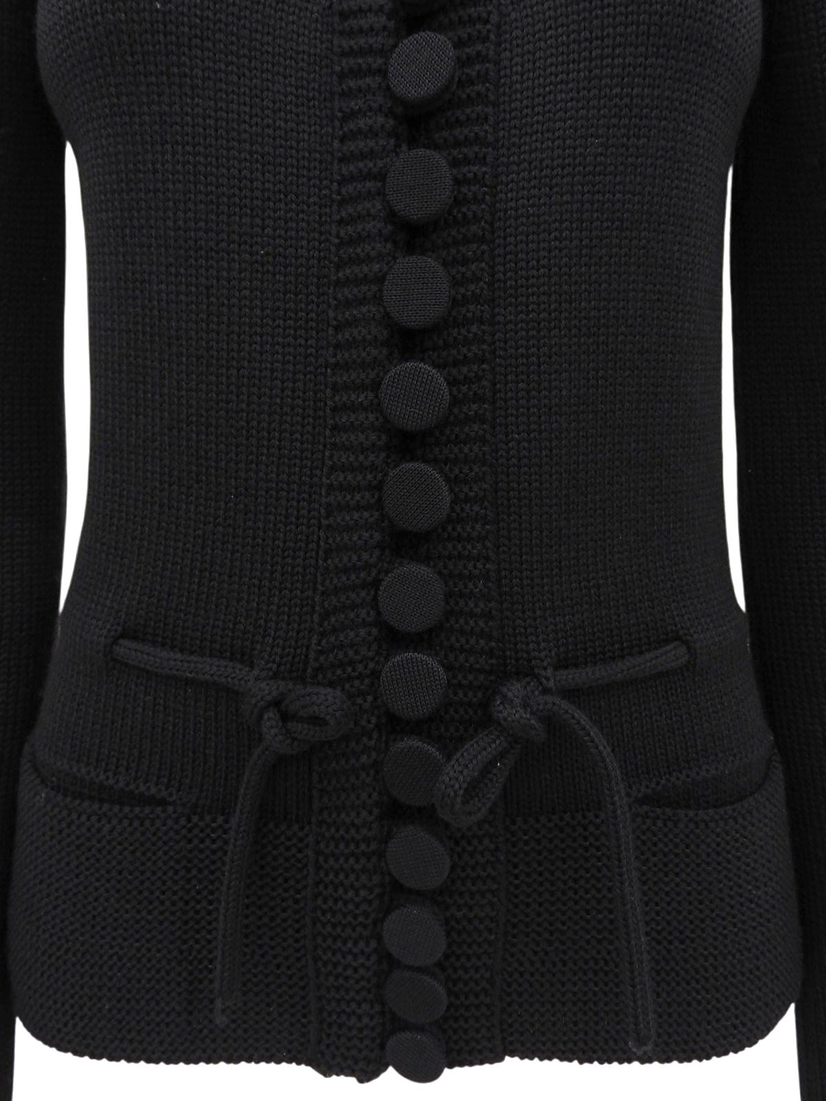 Wool design knit cardigan in black