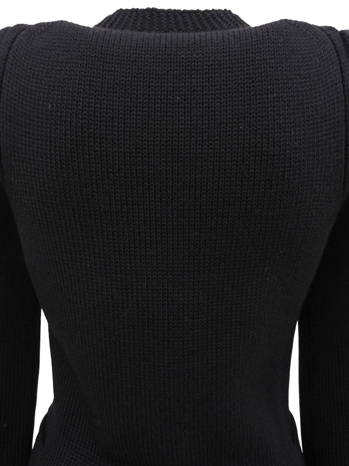 Wool design knit cardigan in black