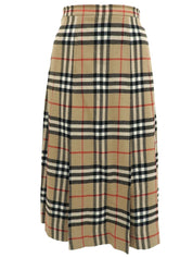 ウールチェックパターンスカート ベージュ/マルチ