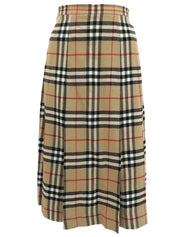 Wool Check Pattern Skirt in Beige/Multi
