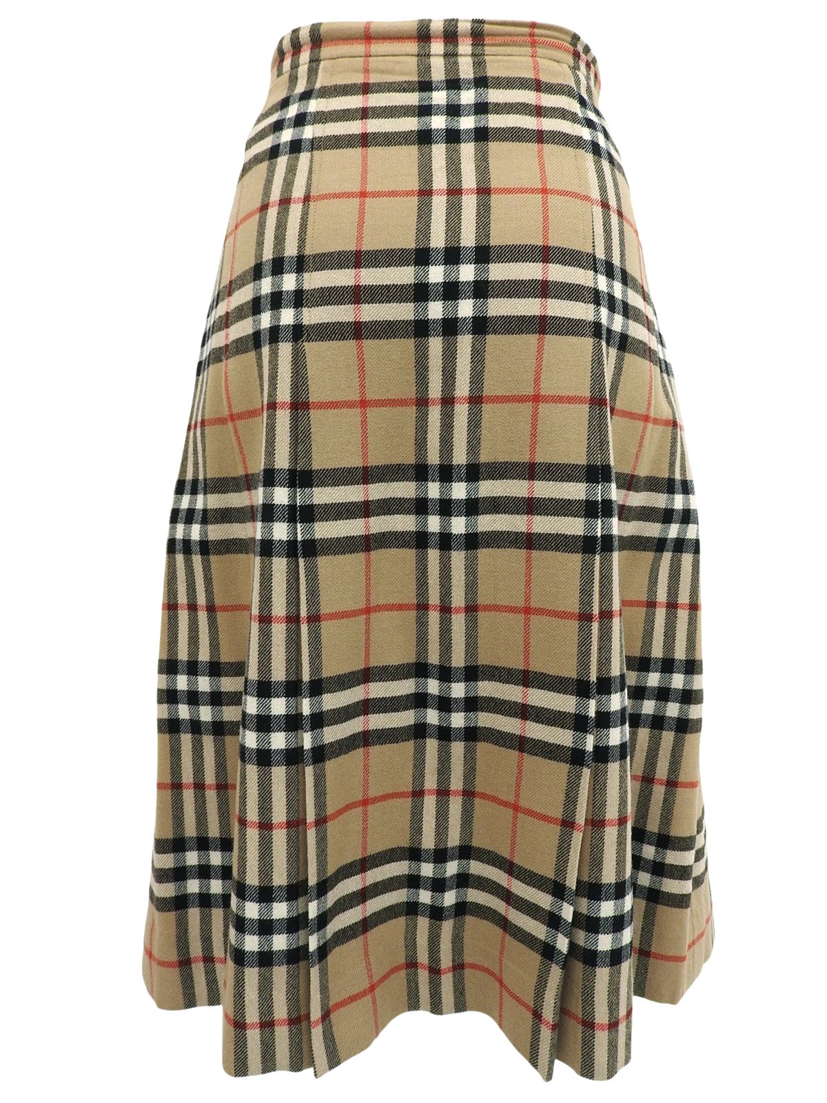 Wool Check Pattern Skirt in Beige/Multi