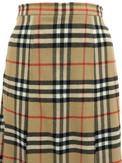 米色/多色羊毛格纹半身裙