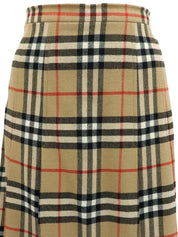 Wool Check Pattern Skirt in Beige/Multi