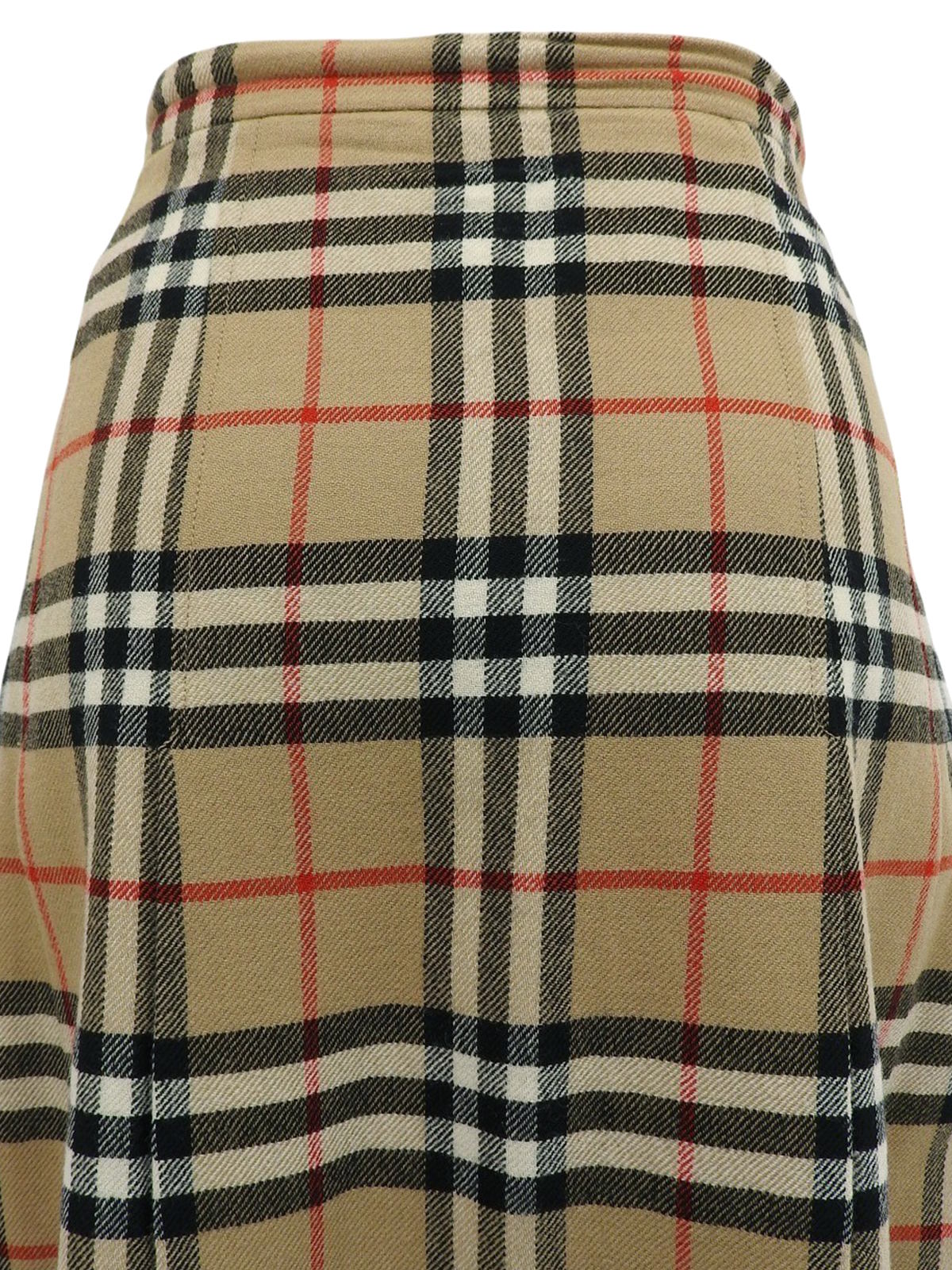 Wool Check Pattern Skirt in Beige/Multi