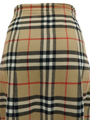 Wool Check Pattern Skirt in Beige/Multi