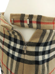 米色/多色羊毛格纹半身裙