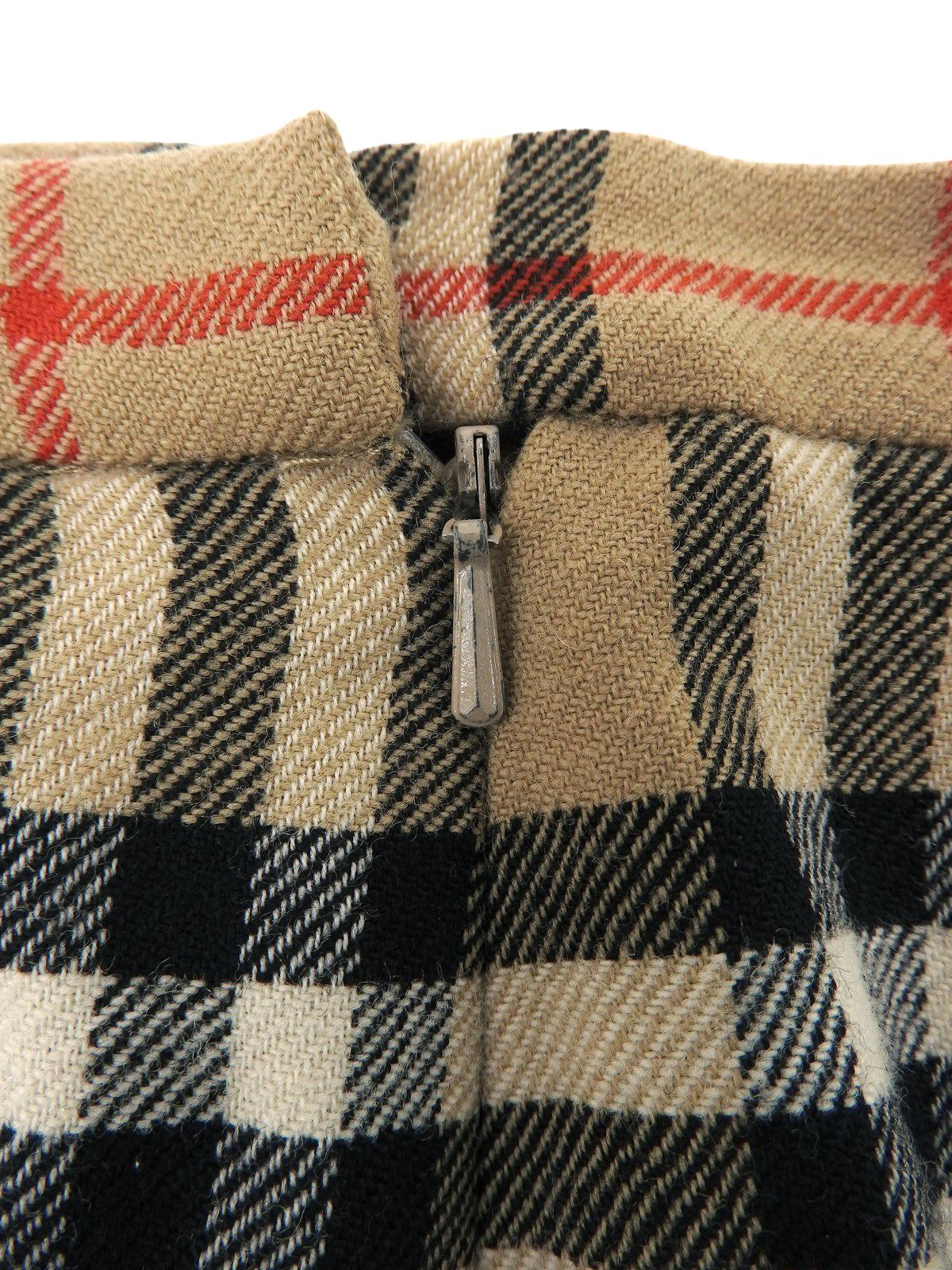 米色/多色羊毛格纹半身裙