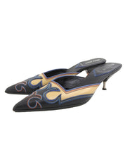 ウエスタンデザインミュール ブラック/ベージュ/マルチ