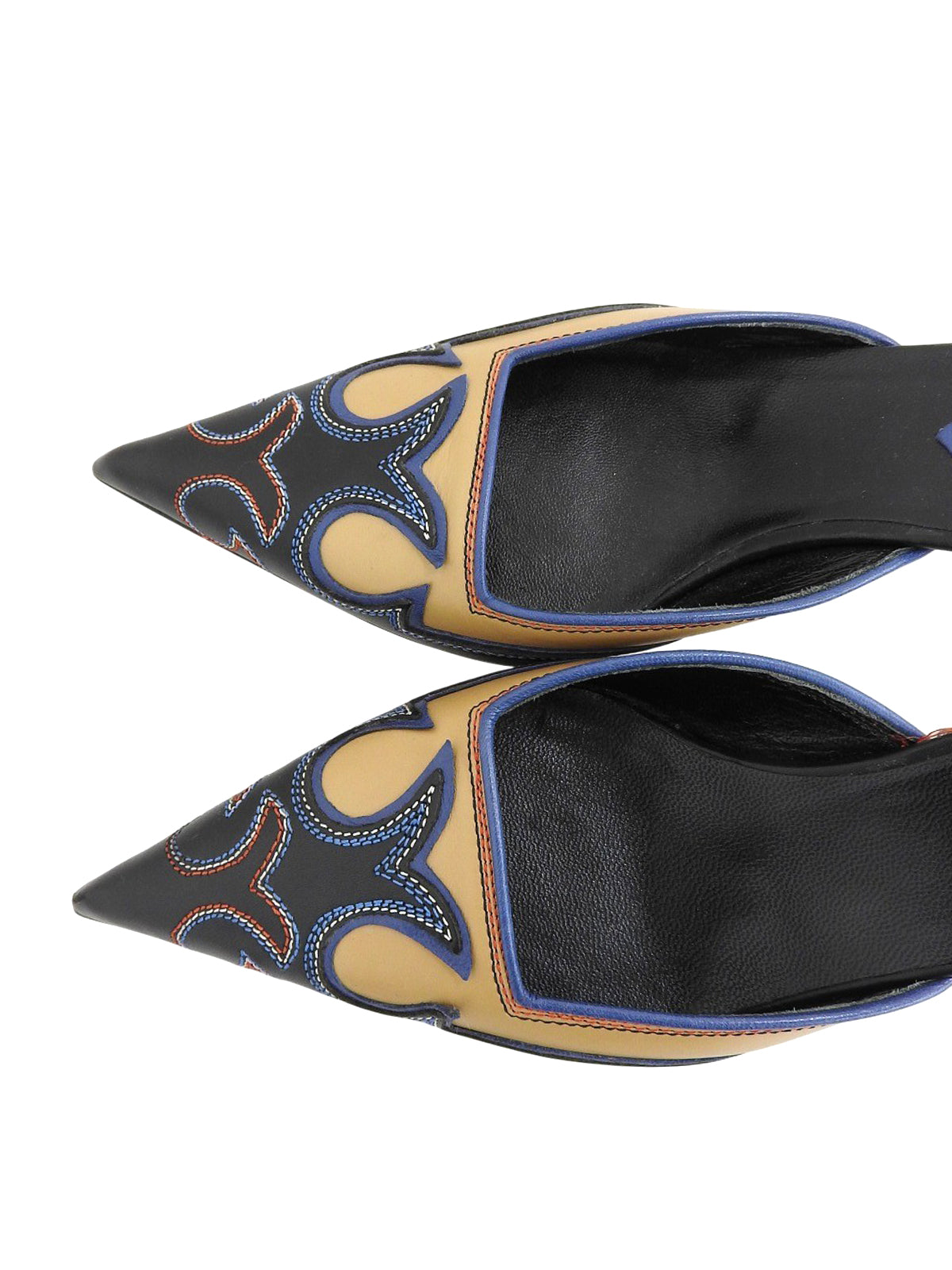 ウエスタンデザインミュール ブラック/ベージュ/マルチ