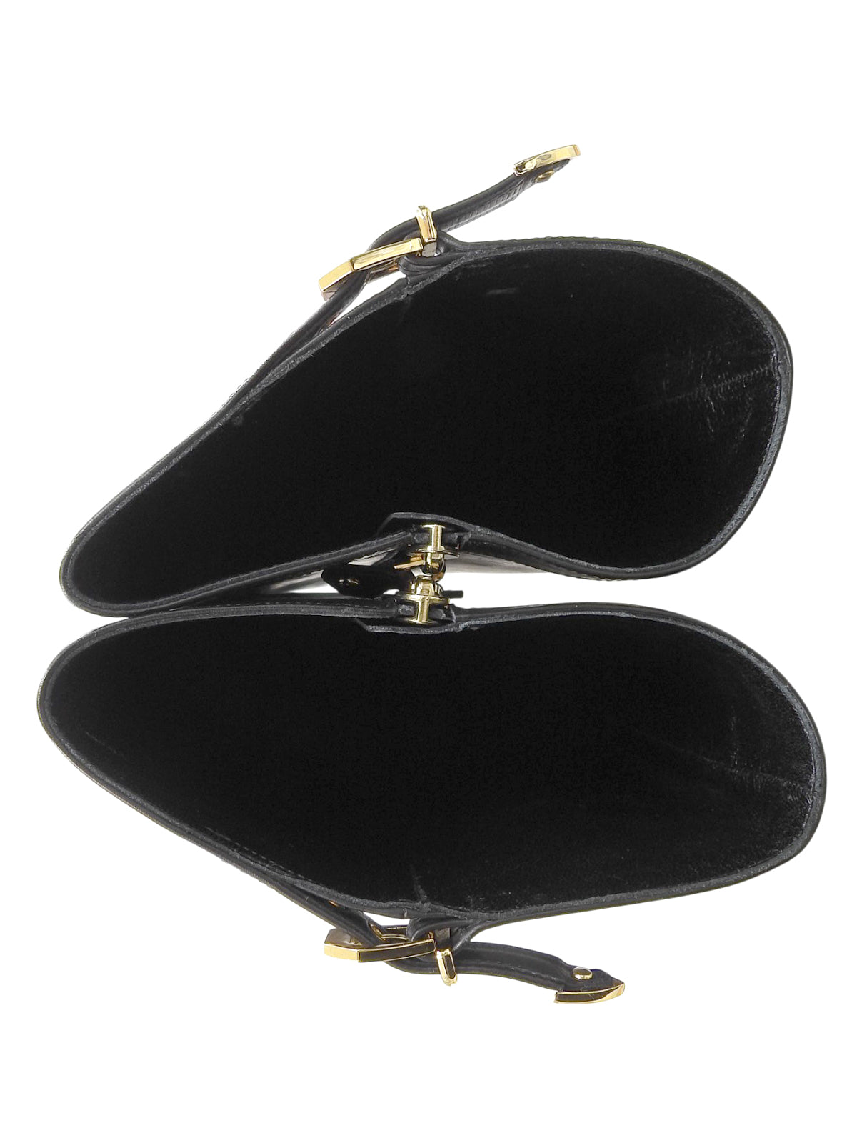 Leather logo buckle lace-up long boots in black