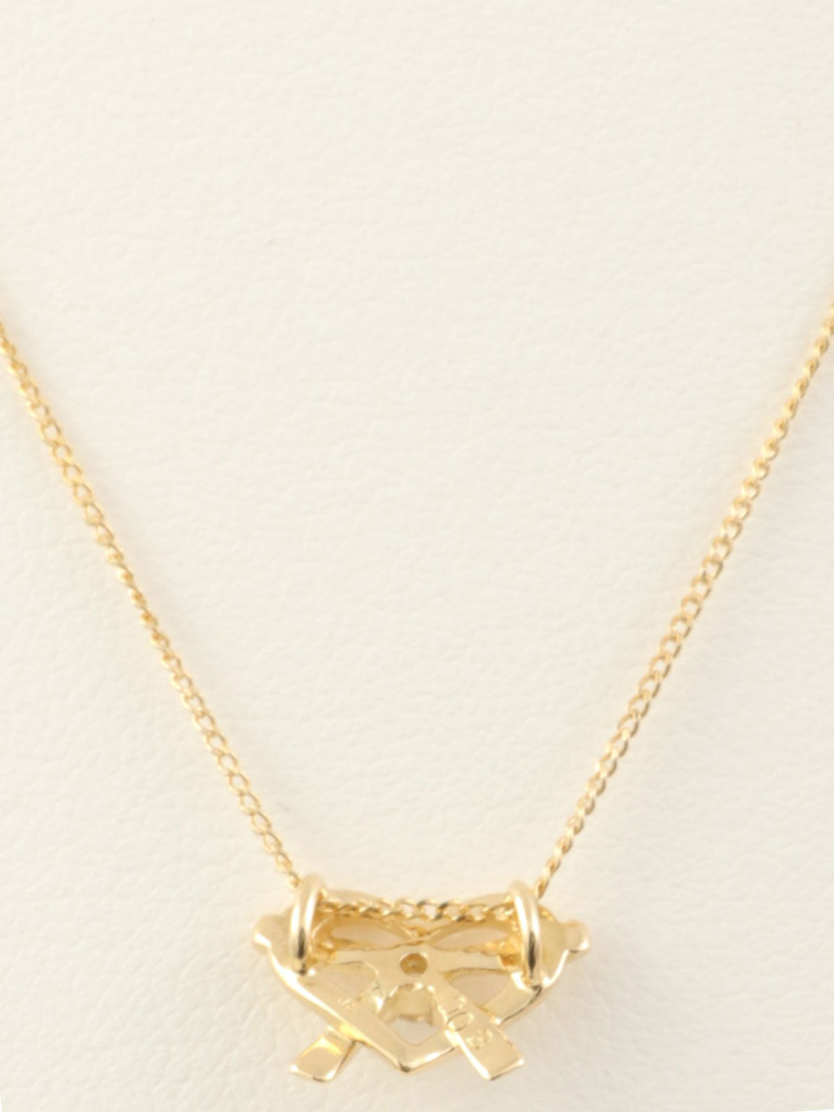 18Kハートリボンモチーフダイヤモンドネックレス ゴールド