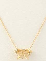 18Kハートリボンモチーフダイヤモンドネックレス ゴールド