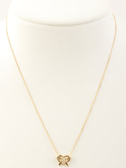 18Kハートリボンモチーフダイヤモンドネックレス ゴールド