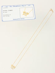 18Kハートリボンモチーフダイヤモンドネックレス ゴールド