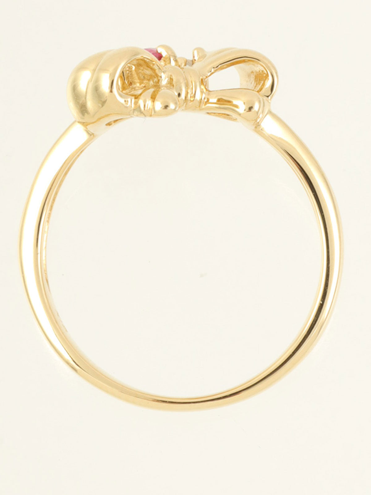 18K Gold/Cherry Red Ruby and Diamond Ribbon Motif Ring