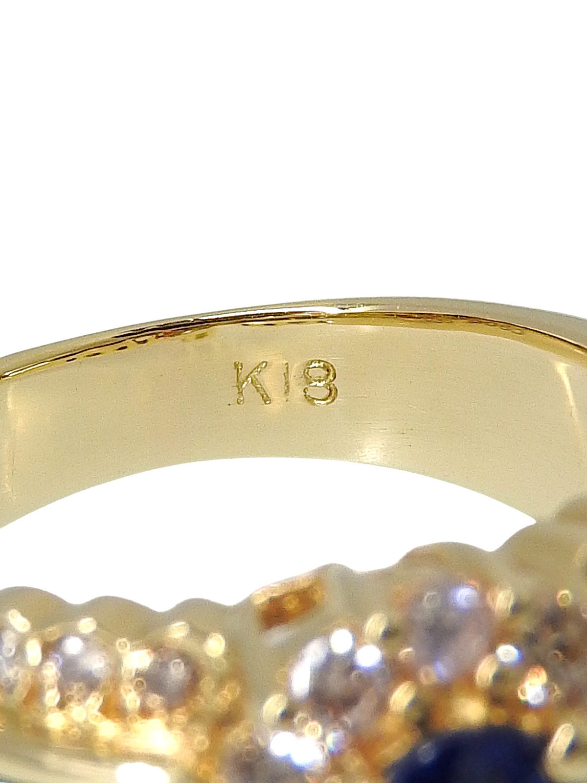 18K 蓝宝石钻石椭圆形戒指 #50.5 金色/蓝色