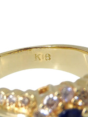 18K 蓝宝石钻石椭圆形戒指 #50.5 金色/蓝色