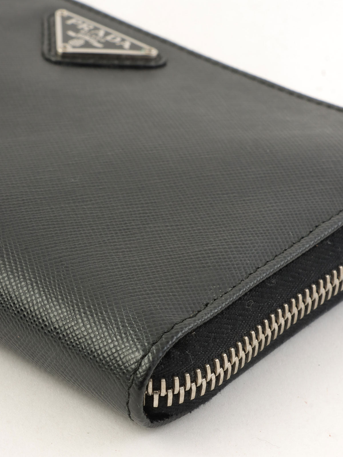 Saffiano Logo Plate Long Wallet in Black