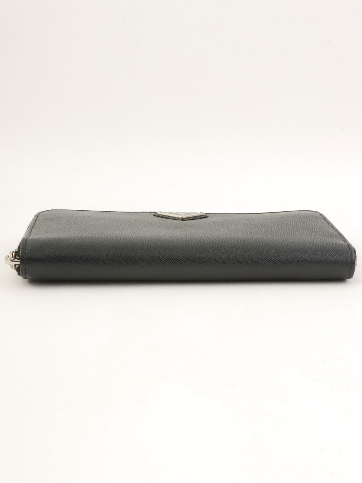 Saffiano Logo Plate Long Wallet in Black