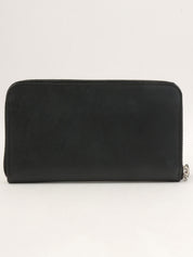 黑色 Saffiano 标志铭牌长款钱包