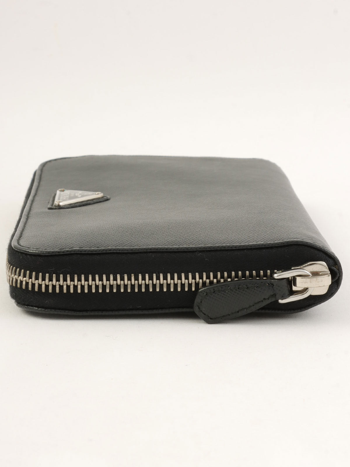 Saffiano Logo Plate Long Wallet in Black