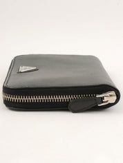 Saffiano Logo Plate Long Wallet in Black