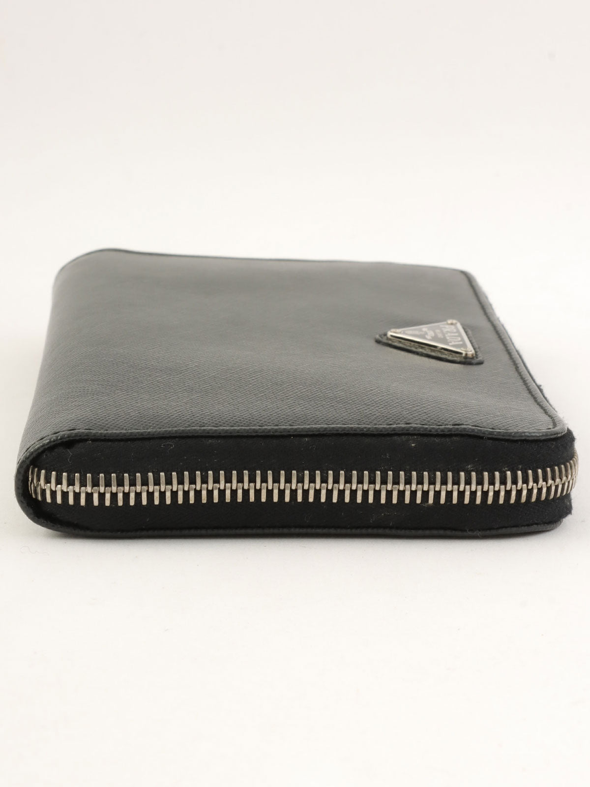 Saffiano Logo Plate Long Wallet in Black