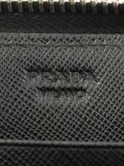 Saffiano Logo Plate Long Wallet in Black