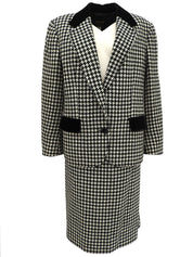 ハウンドトゥースパターンマカダムボタンセットアップ ブラック/アイボリー