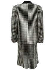 ハウンドトゥースパターンマカダムボタンセットアップ ブラック/アイボリー