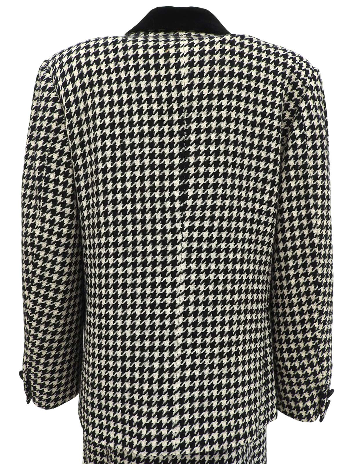 ハウンドトゥースパターンマカダムボタンセットアップ ブラック/アイボリー
