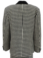 ハウンドトゥースパターンマカダムボタンセットアップ ブラック/アイボリー