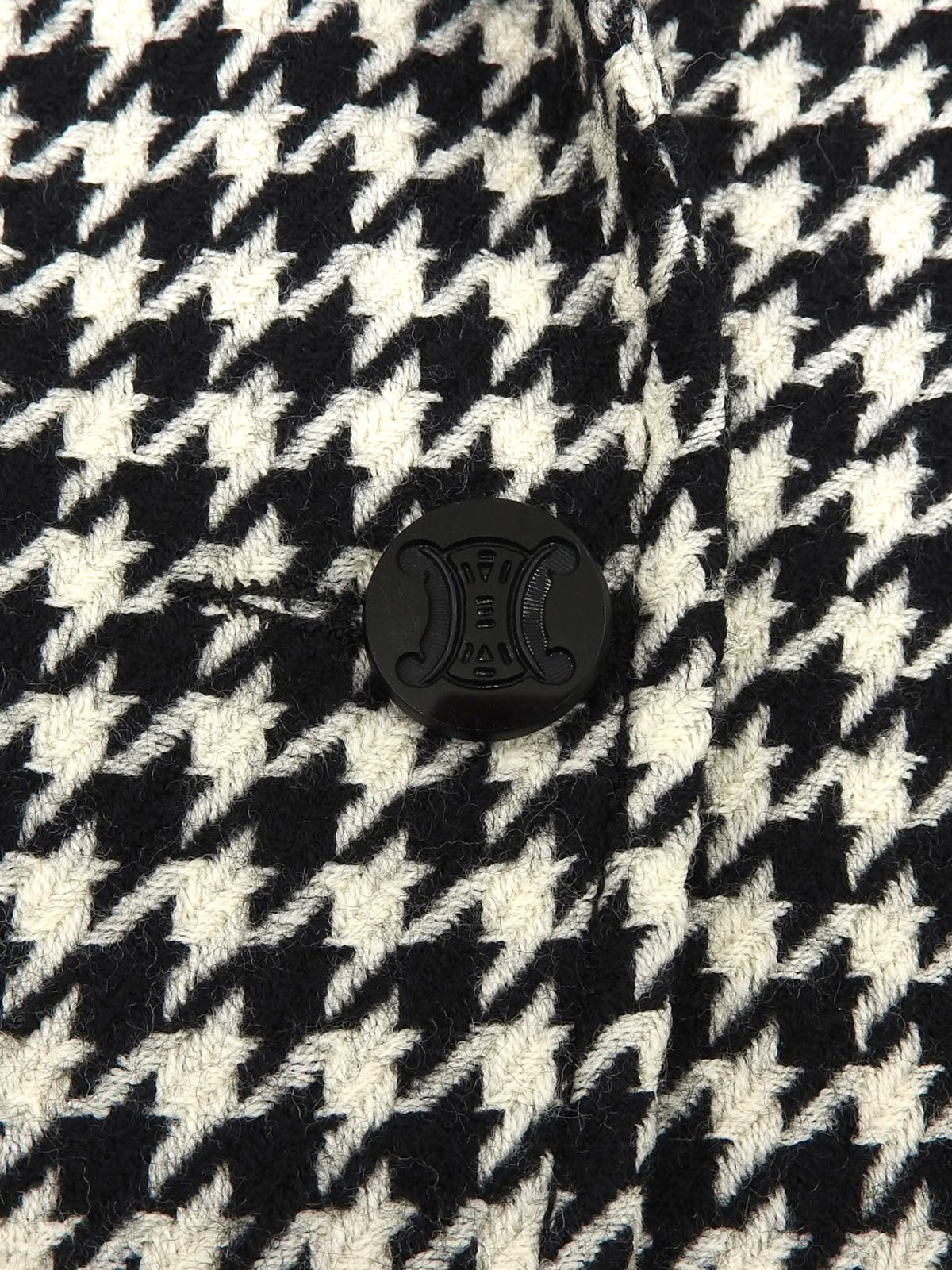 ハウンドトゥースパターンマカダムボタンセットアップ ブラック/アイボリー