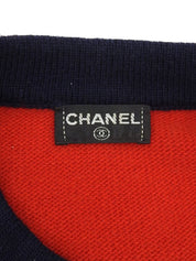 バイカラーCCマークボタンカーディガン ネイビー/レッド