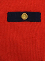 バイカラーCCマークボタンカーディガン ネイビー/レッド