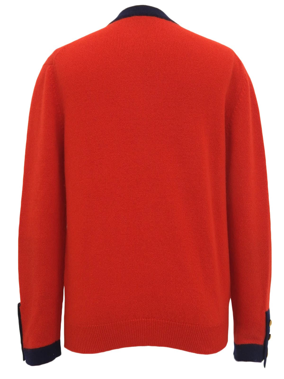 バイカラーCCマークボタンカーディガン ネイビー/レッド