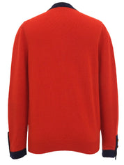 バイカラーCCマークボタンカーディガン ネイビー/レッド