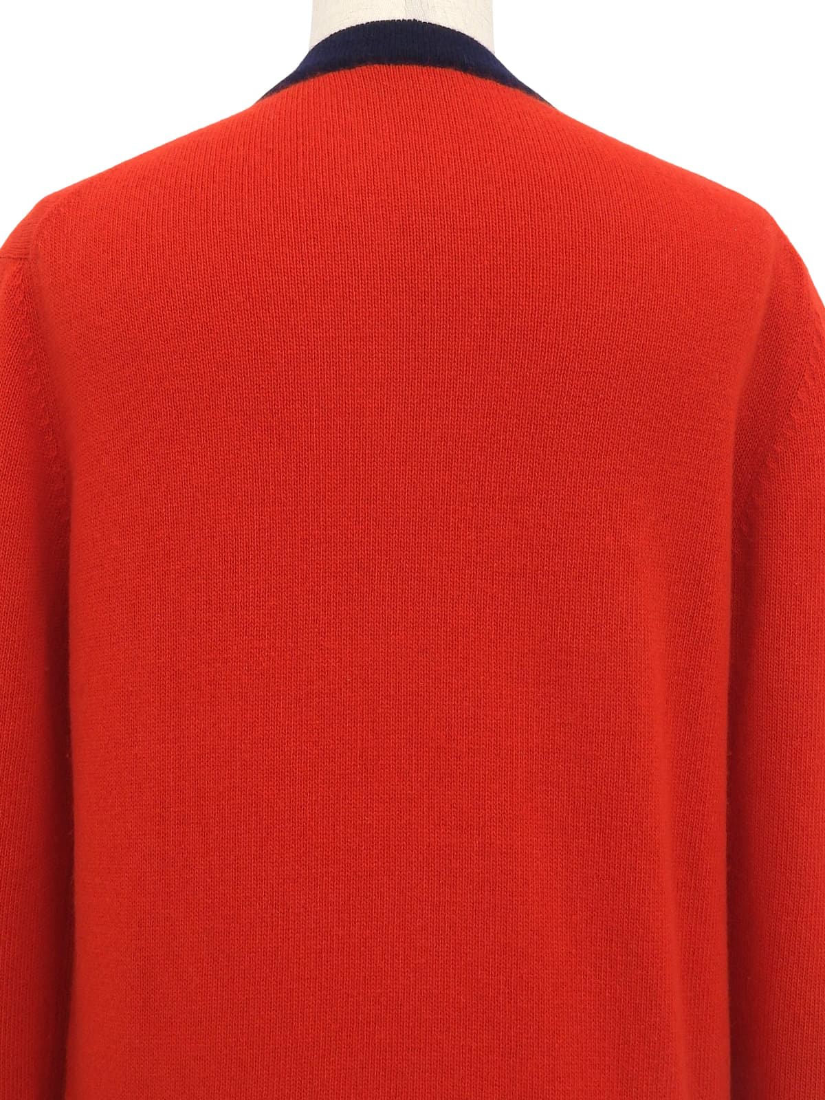 バイカラーCCマークボタンカーディガン ネイビー/レッド