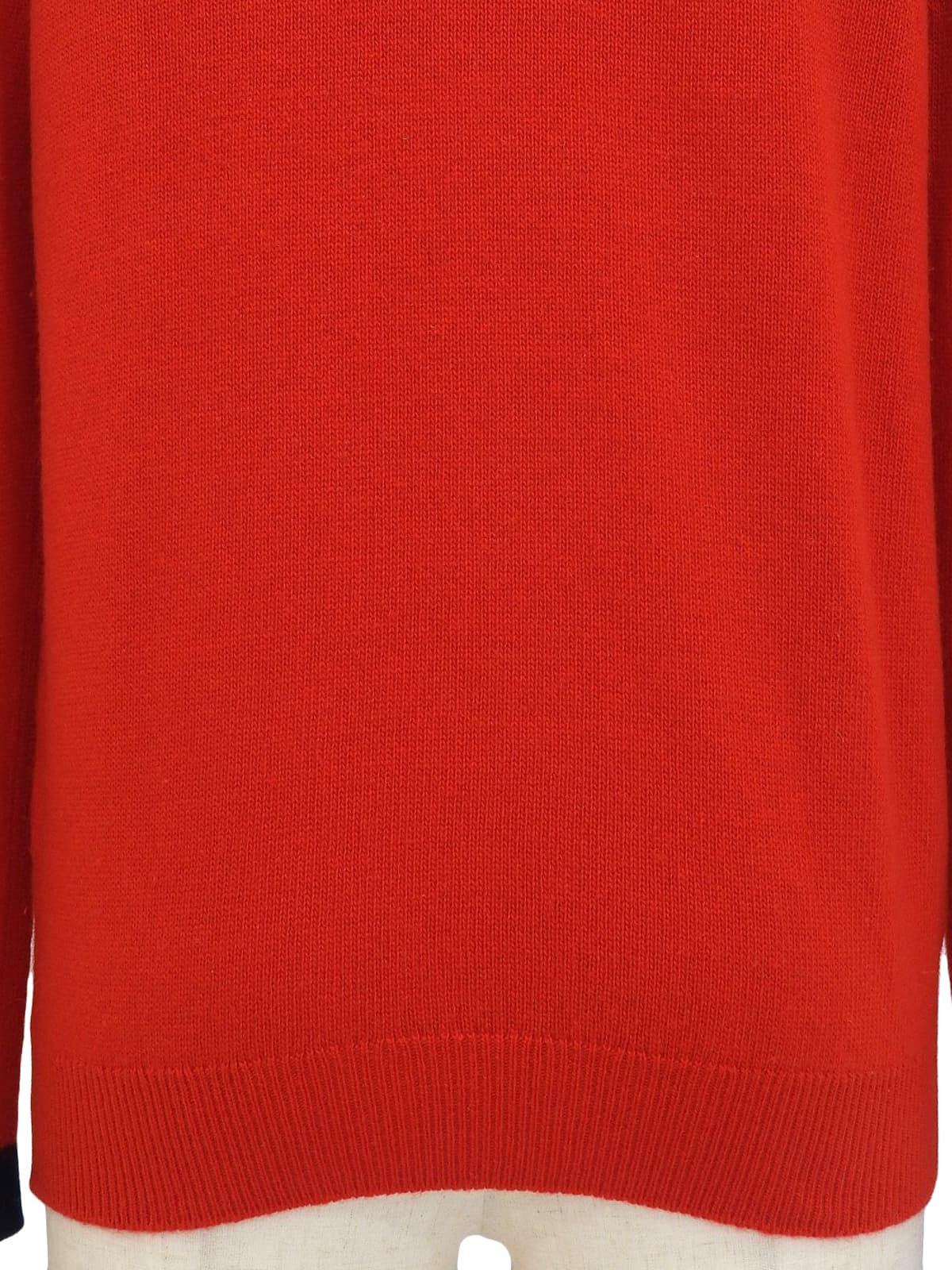 バイカラーCCマークボタンカーディガン ネイビー/レッド