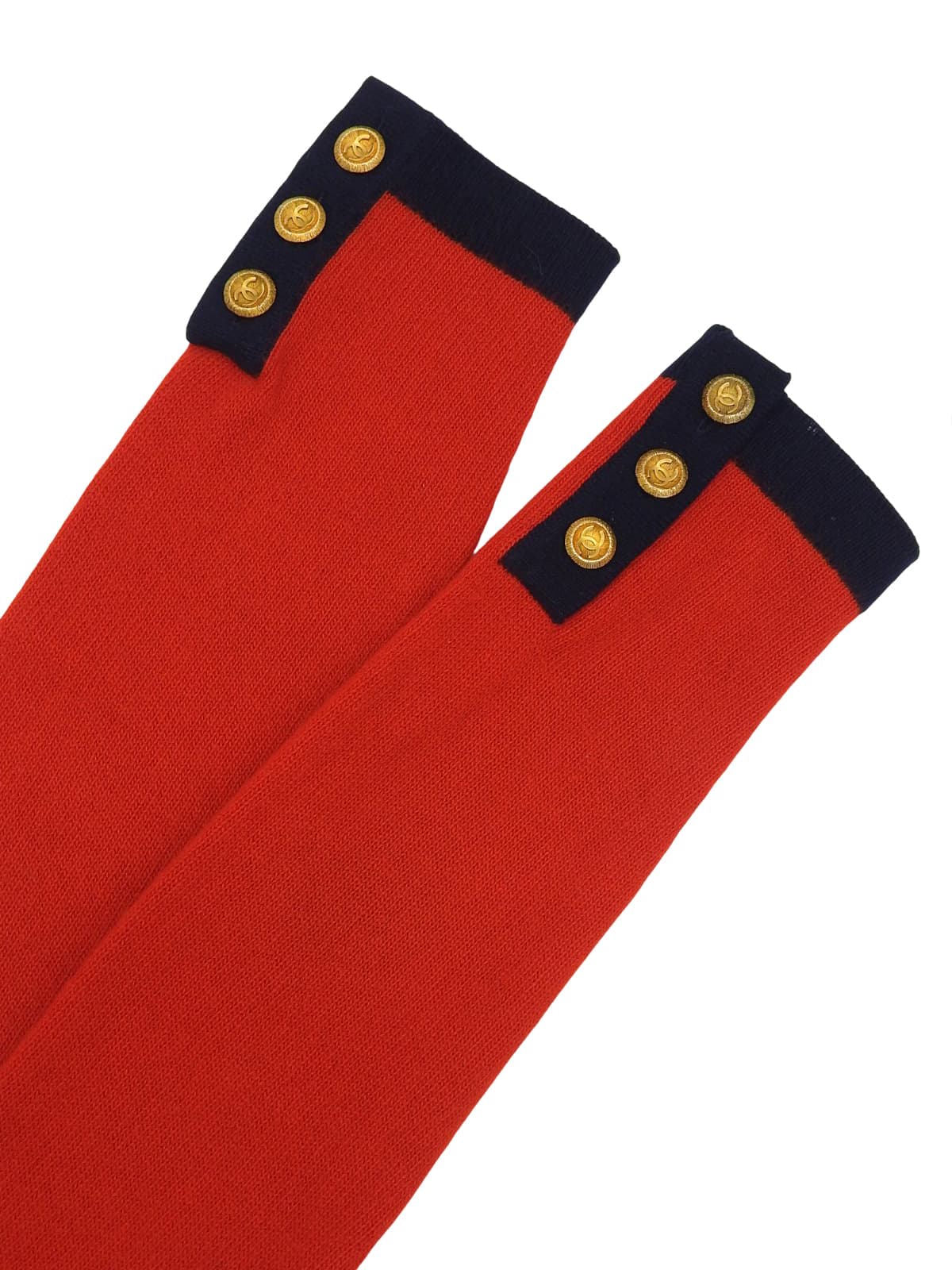 バイカラーCCマークボタンカーディガン ネイビー/レッド