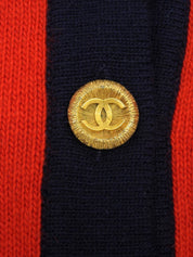 バイカラーCCマークボタンカーディガン ネイビー/レッド