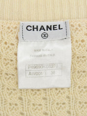 カシミアデザインCCマークボタンフリンジカーディガン アイボリー