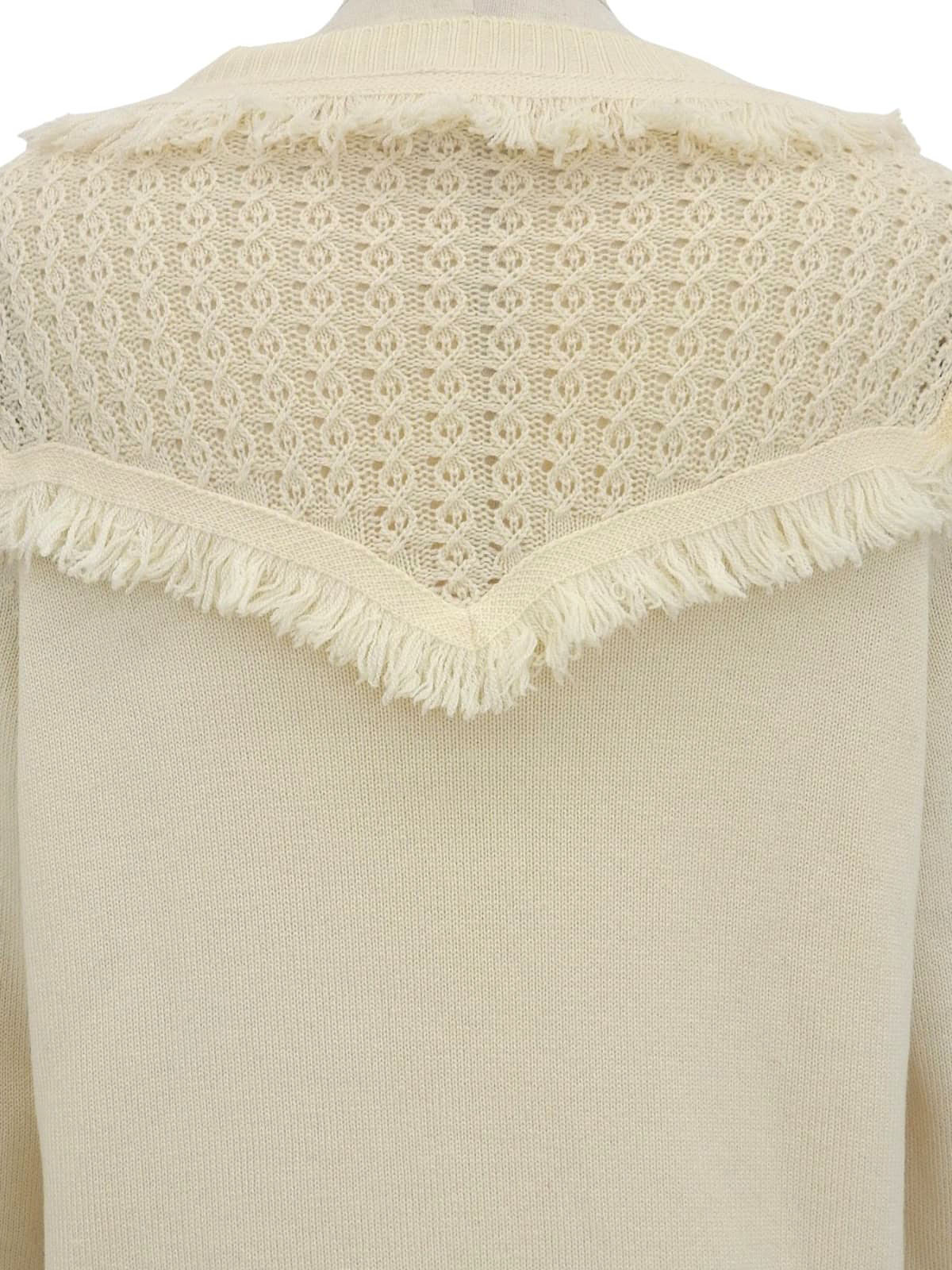 カシミアデザインCCマークボタンフリンジカーディガン アイボリー